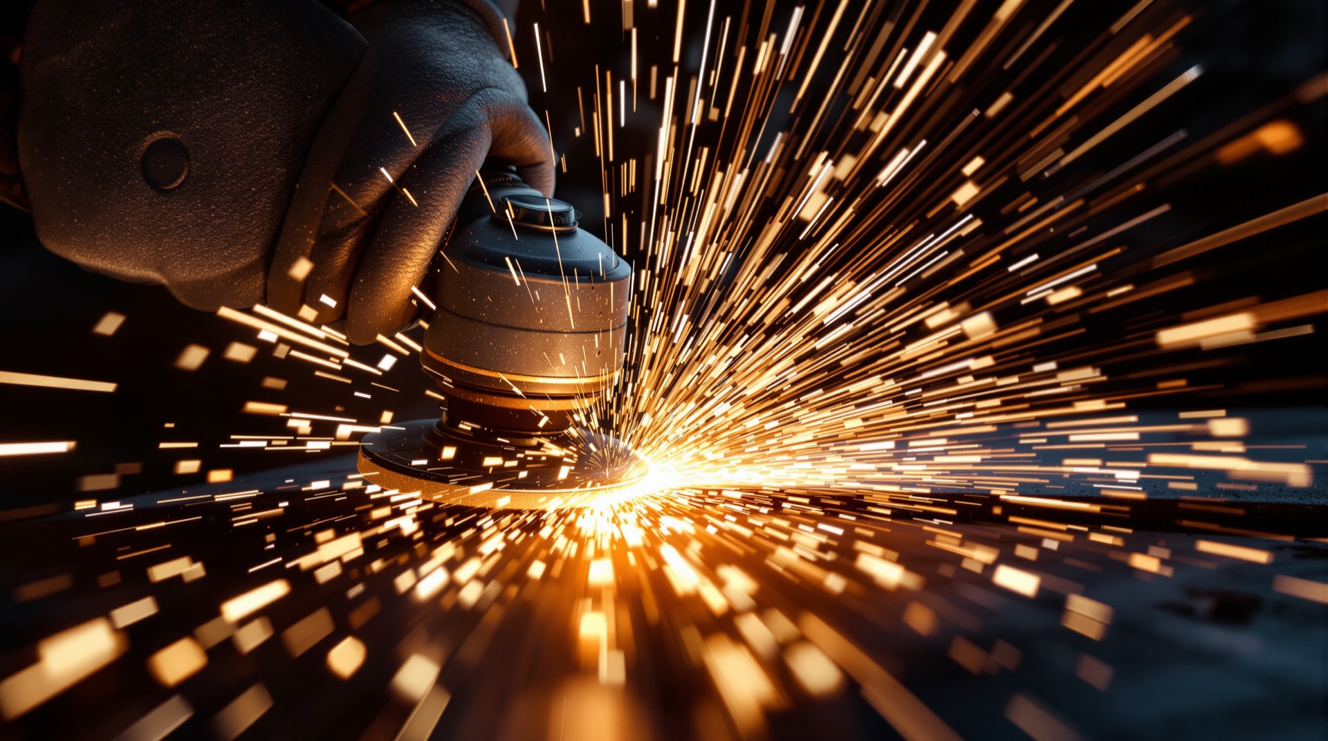 Angle grinder cutting steel